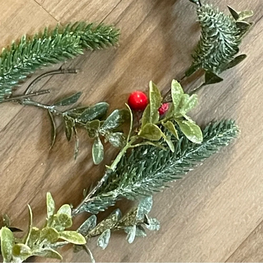 Festive Faux Greenery Garland with Red Berries NWT
